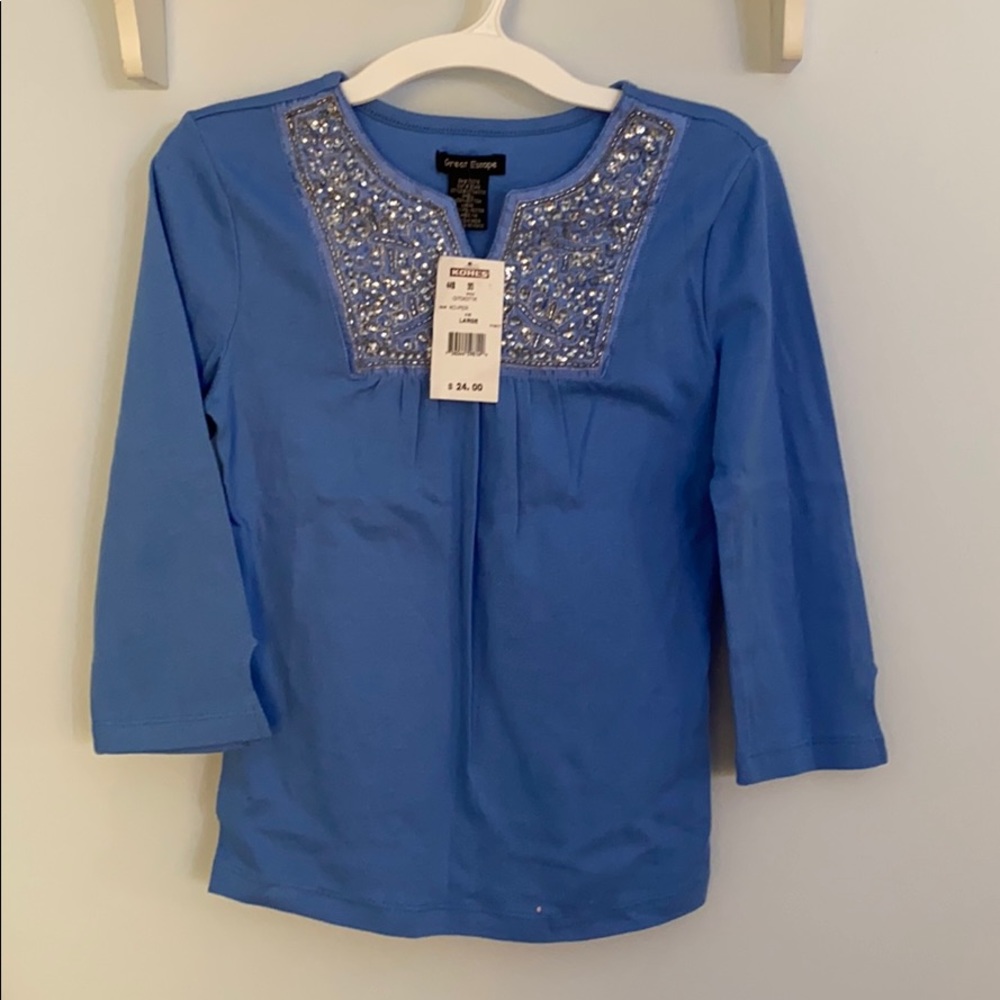 Girls L CornflowerBlue NWT GreatEscape SequinedTop